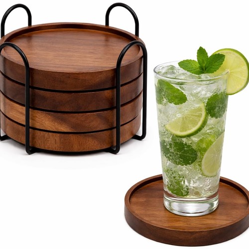 Wooden round coaster - round,