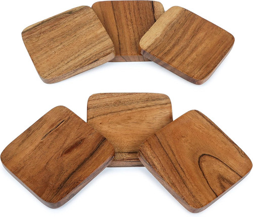 Acacia wood coasters with iron - coasters,