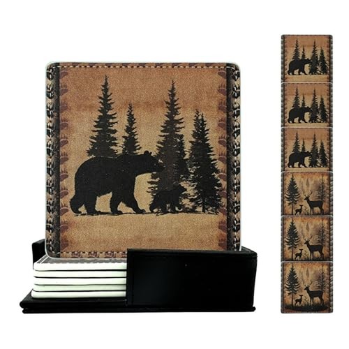 Marble coasters square leather - marble,