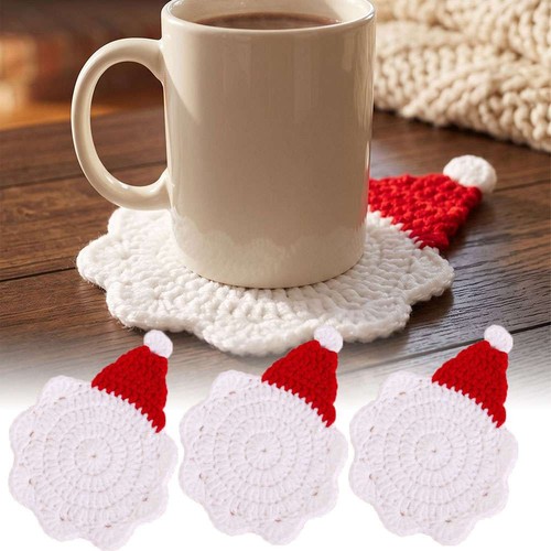 Crochet santa hat coasters - hat,