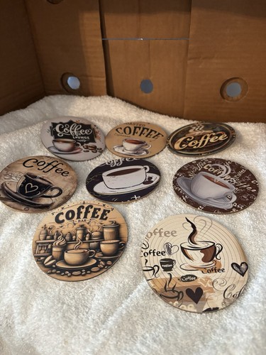 Wooden painted coffee coasters - painted,