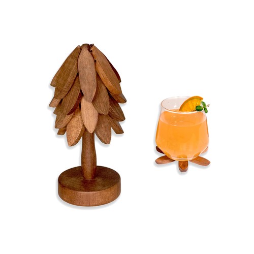 Wooden tree shaped - wooden, coasters