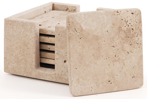 Travertine coasters set 6 - of,