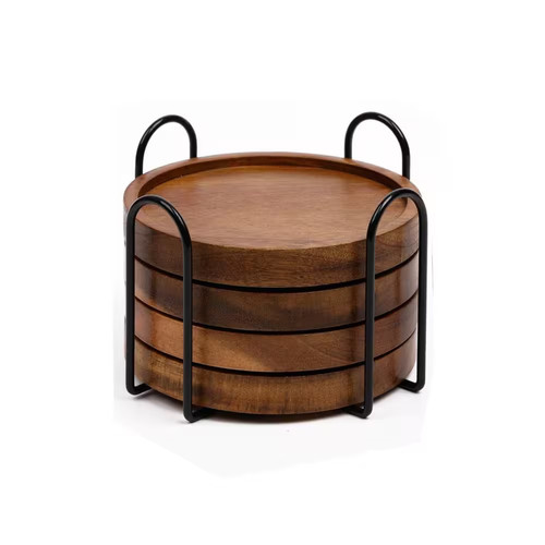 Brown coasters with - with, absorbent