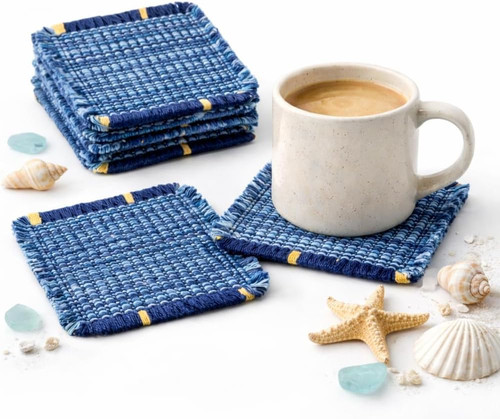 Boho woven coasters - woven,