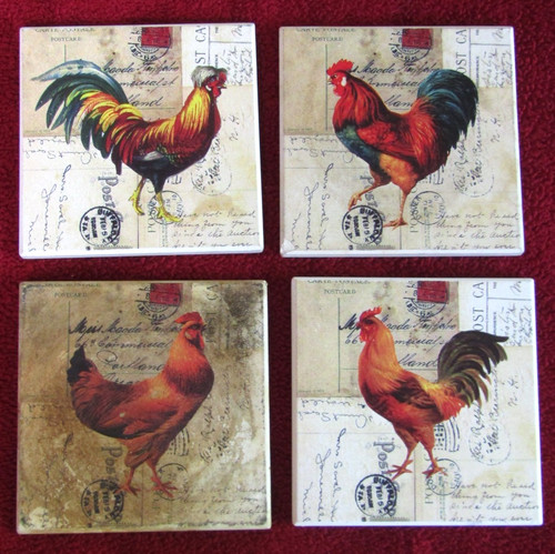 Rooster coasters postcard - 4,