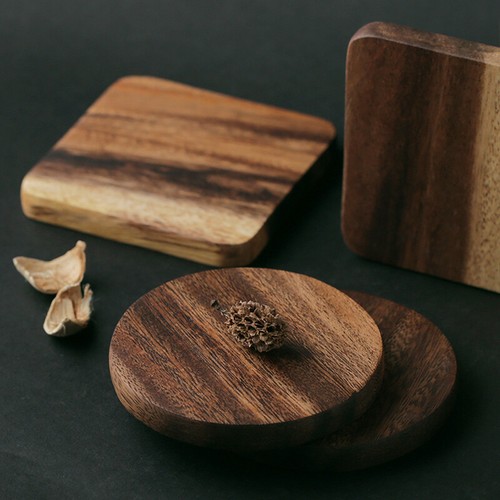 1pc wood coaster square round - 1pc,
