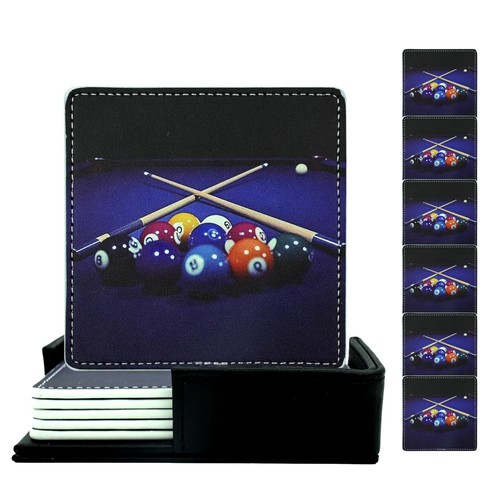 Marble coasters square leather - marble,