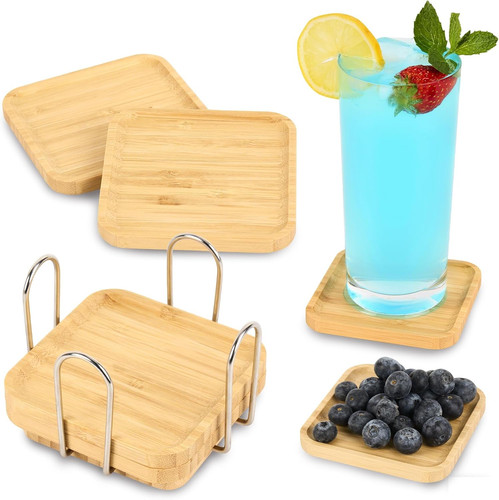 Pack wooden coasters with - wooden,