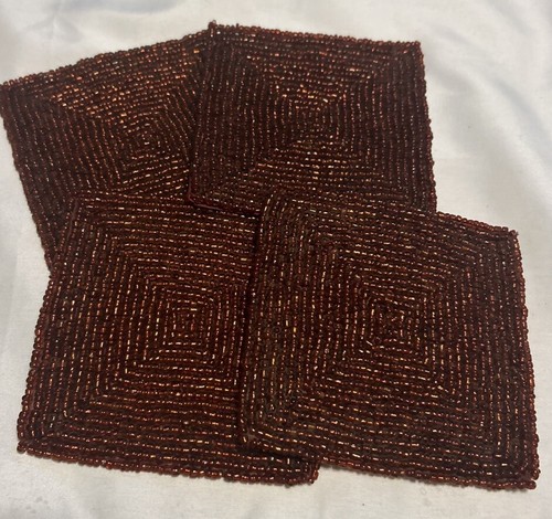 Glass bead beaded square red - bead,