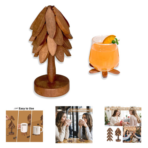 Wooden tree coasters - wooden, for