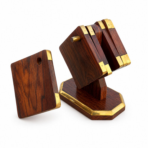 Wooden table coaster set - of, 6