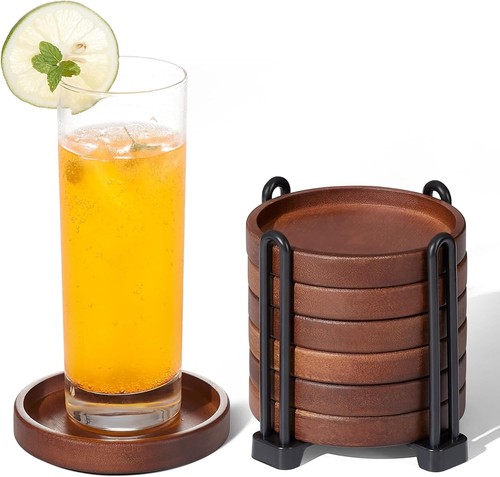 Set wooden coasters with - of,