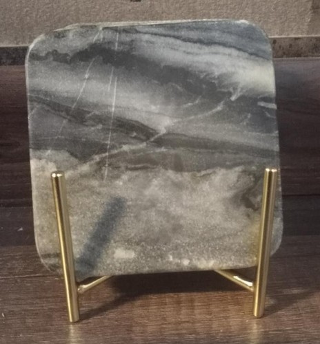 Black marble coasters - (4),