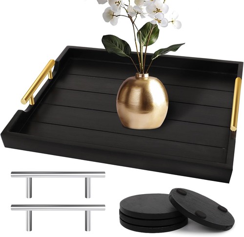 Wooden serving tray with - wooden,