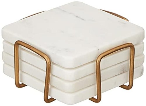 White marble coaster set - marble,